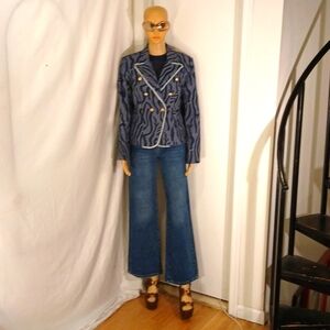 🔥 Like New Alberto Makali (New York) Two-tone Blue Denim Double-breasted Blazer